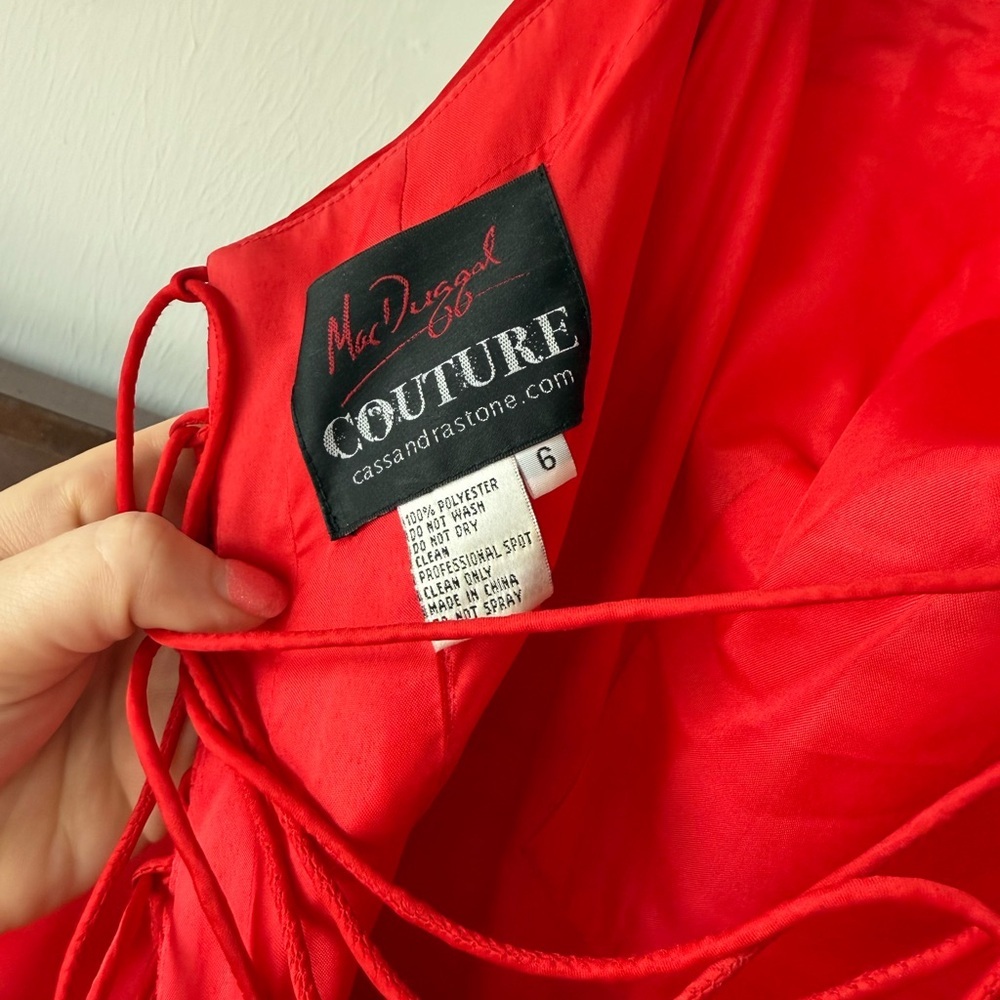 Mac Duggal Vibrant Red Couture Dress - Picture 4 of 5